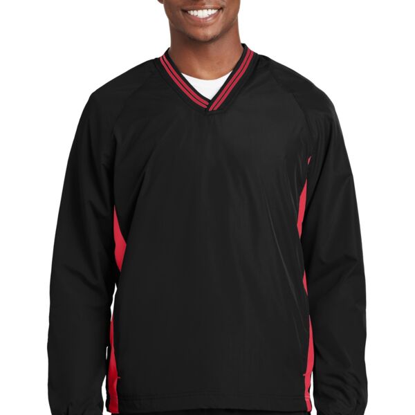 Tipped V Neck Raglan Wind Shirt Thumbnail