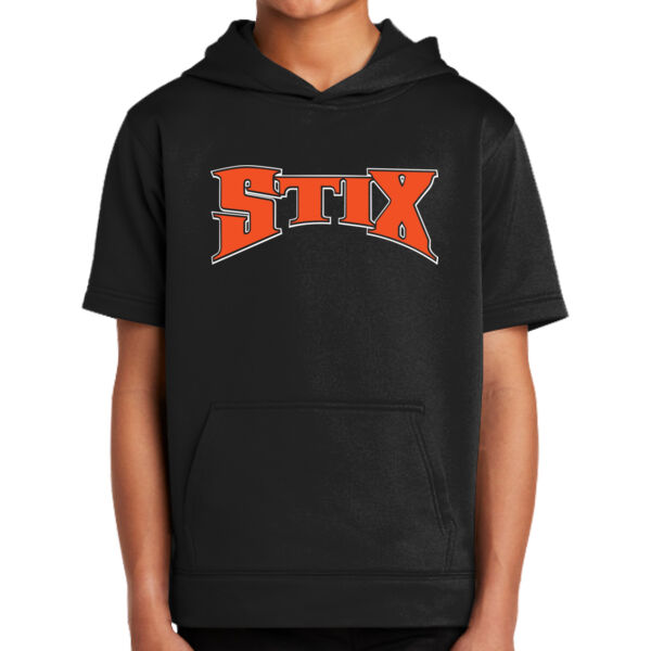 Stix Baseball 2026 Logo 1 - Youth Sport Wick ® Fleece Short Sleeve Hooded Pullover Thumbnail