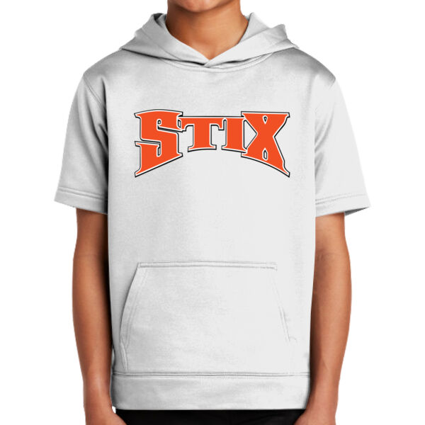 Stix Baseball 2026 Logo 1 - Youth Sport Wick ® Fleece Short Sleeve Hooded Pullover Thumbnail