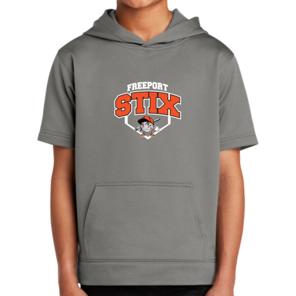 Stix Baseball 2026 Logo 2 - Youth Sport Wick ® Fleece Short Sleeve Hooded Pullover Thumbnail