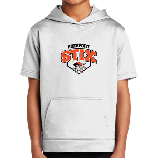Stix Baseball 2026 Logo 2 - Youth Sport Wick ® Fleece Short Sleeve Hooded Pullover Thumbnail