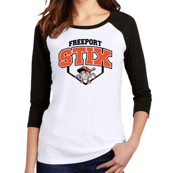 Stix Baseball 2026 Logo 2 - Women's Perfect Tri ® 3/4 Sleeve Raglan Thumbnail