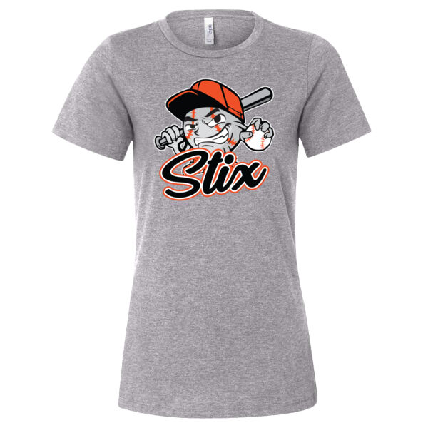 Stix Baseball 2026 Logo 3 - Women’s Relaxed Fit Heather CVC Tee Thumbnail