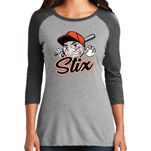Stix Baseball 2026 Logo 3 - Women's Perfect Tri ® 3/4 Sleeve Raglan Thumbnail